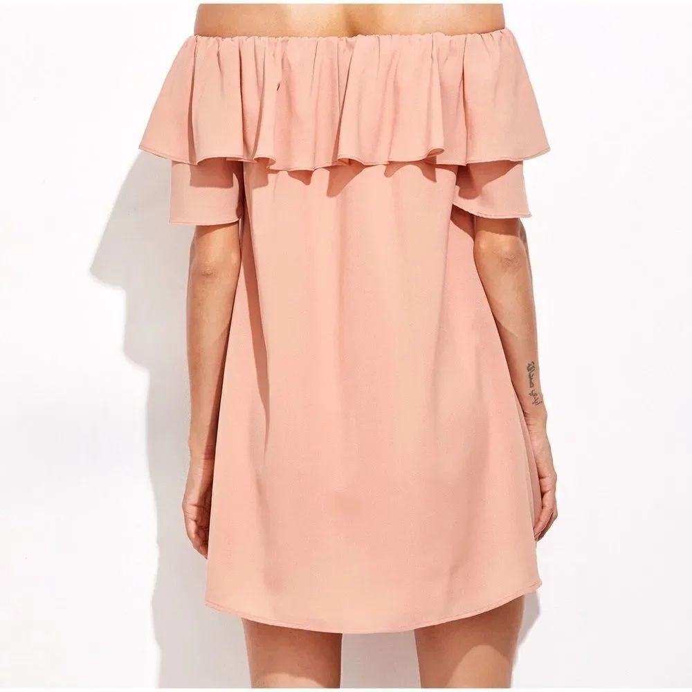 ✨Pink Off The Shoulder Ruffle Dress✨ - Picture 6 of 6